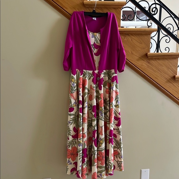 Carina Floral Pink and Cream Maxi Dress Size Large New - Picture 1 of 10